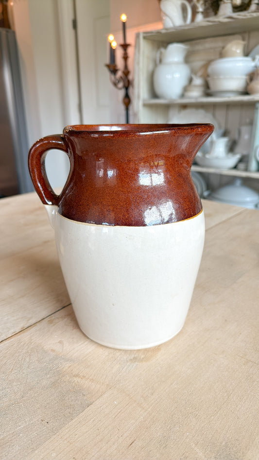 9” Tall Two-Toned Stoneware Pitcher