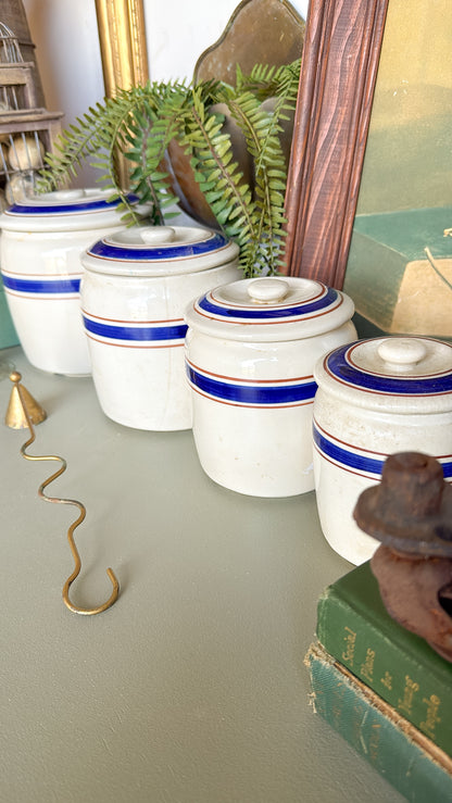5” Tall Striped Crock w/ Lid