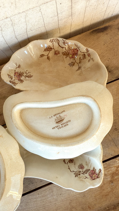 Set of 5 Kidney Shape Floral Dishes