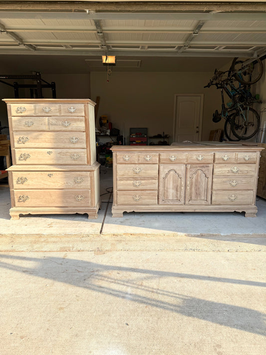 Bleached Dresser & Chest Set