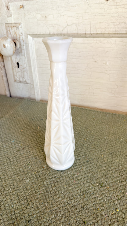 Starburst Milk Glass Tall Bud Vase