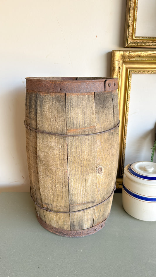 17” Tall Primitive Wood Barrel