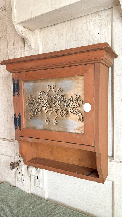 Vintage Cabinet w/ Punched Tin