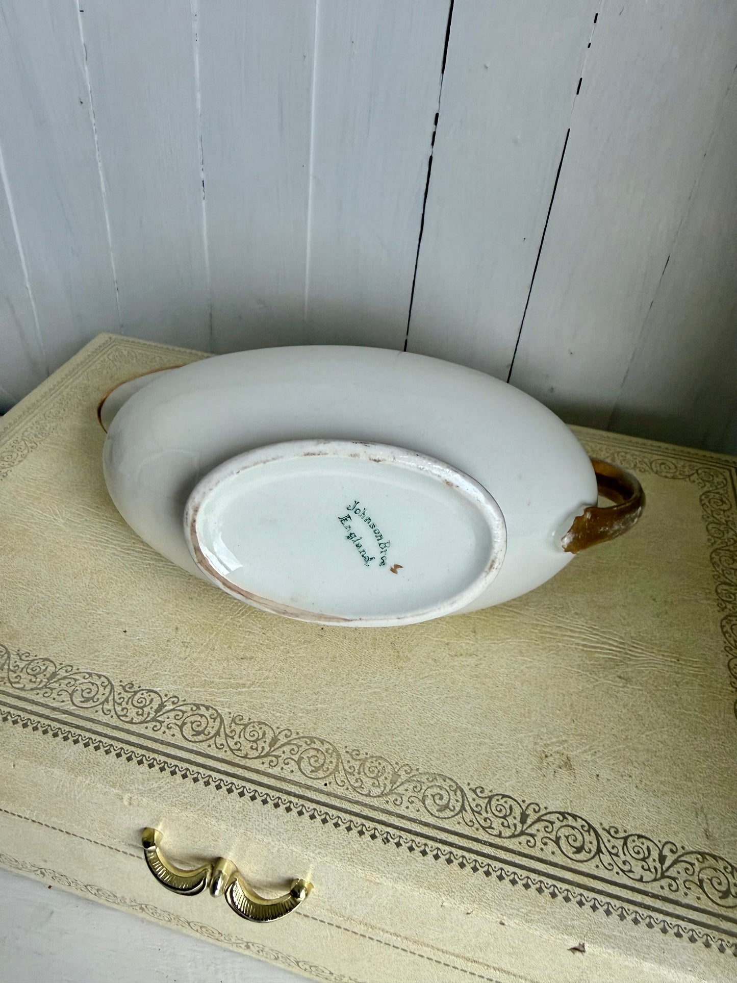 Gold Detailed Ironstone Gravy Boat