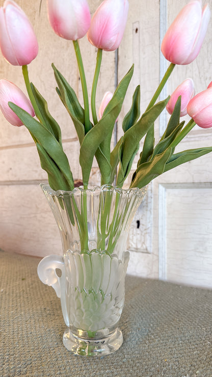 Vintage Mikasa Swan Vase Clear & Frosted