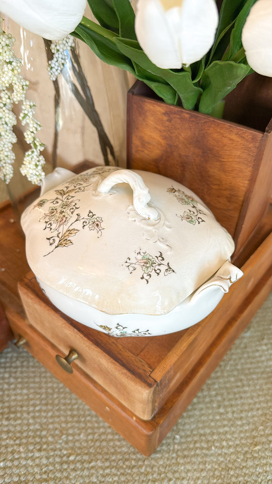 Floral Etched Small Tureen w/ Lid