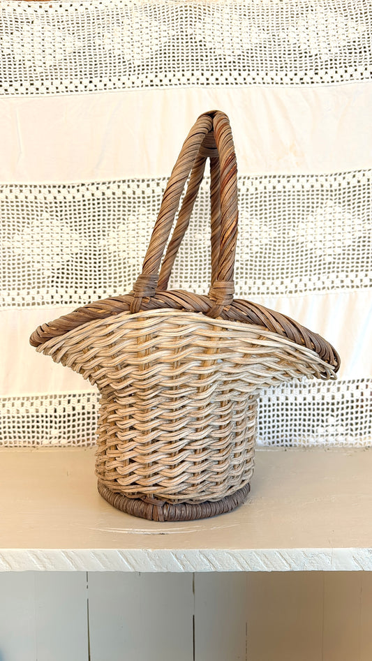 Vintage Brown Handled Basket