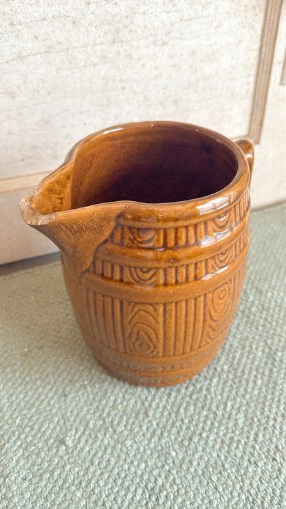 Vintage Pottery Barrel Pitcher