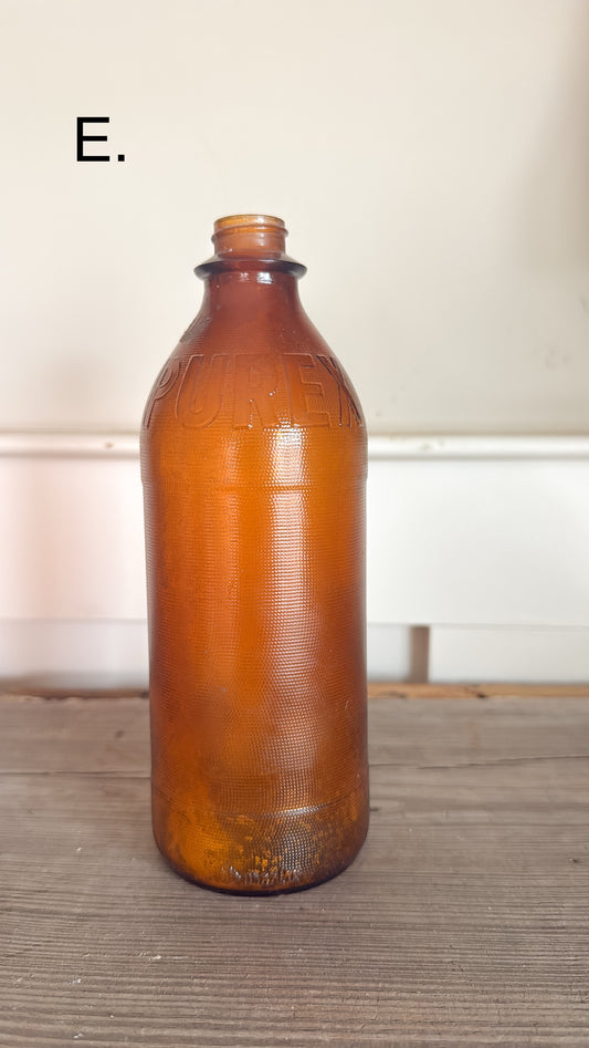 8”T Glass Amber Bottle