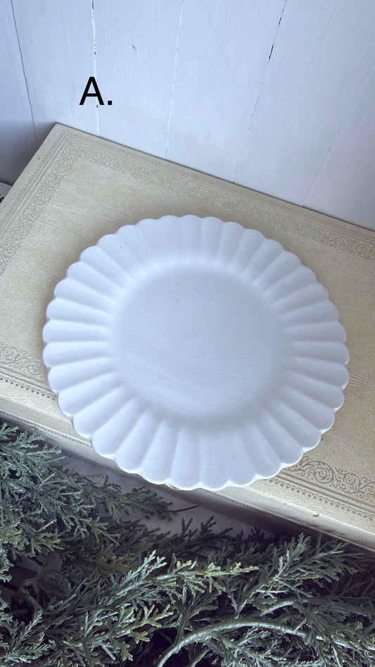 7” Ironstone Scalloped Plate
