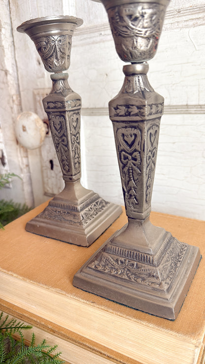 Pair of Vintage Silver Plated Candlesticks