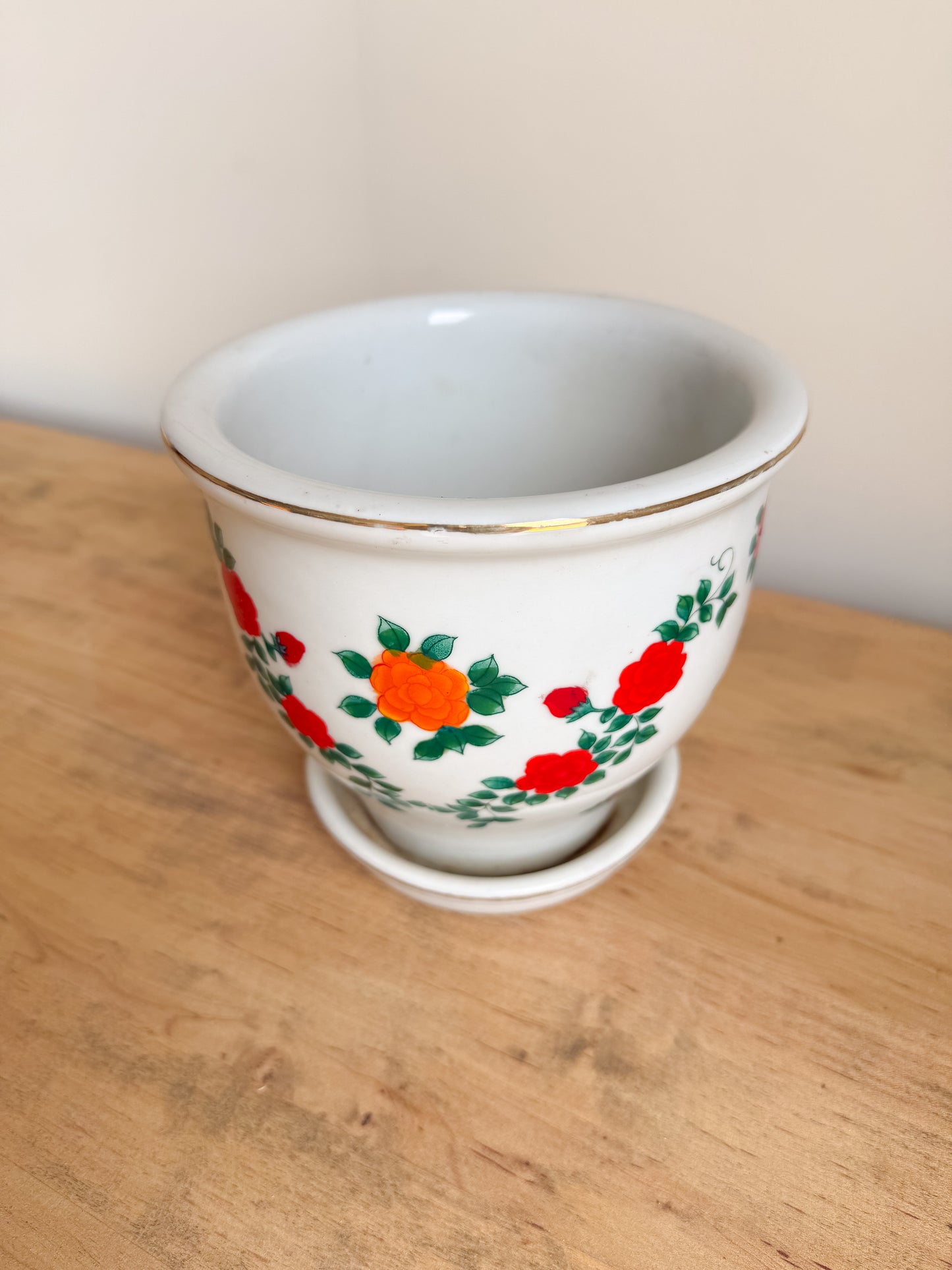 6.5” Tall Vibrant Floral Flower Pot