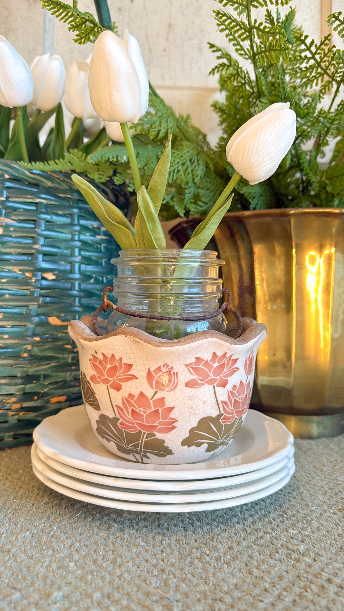 Vintage Floral Flowerpot