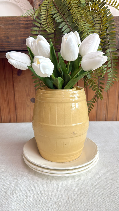 Yellow Ware Barrel-Shaped Crock