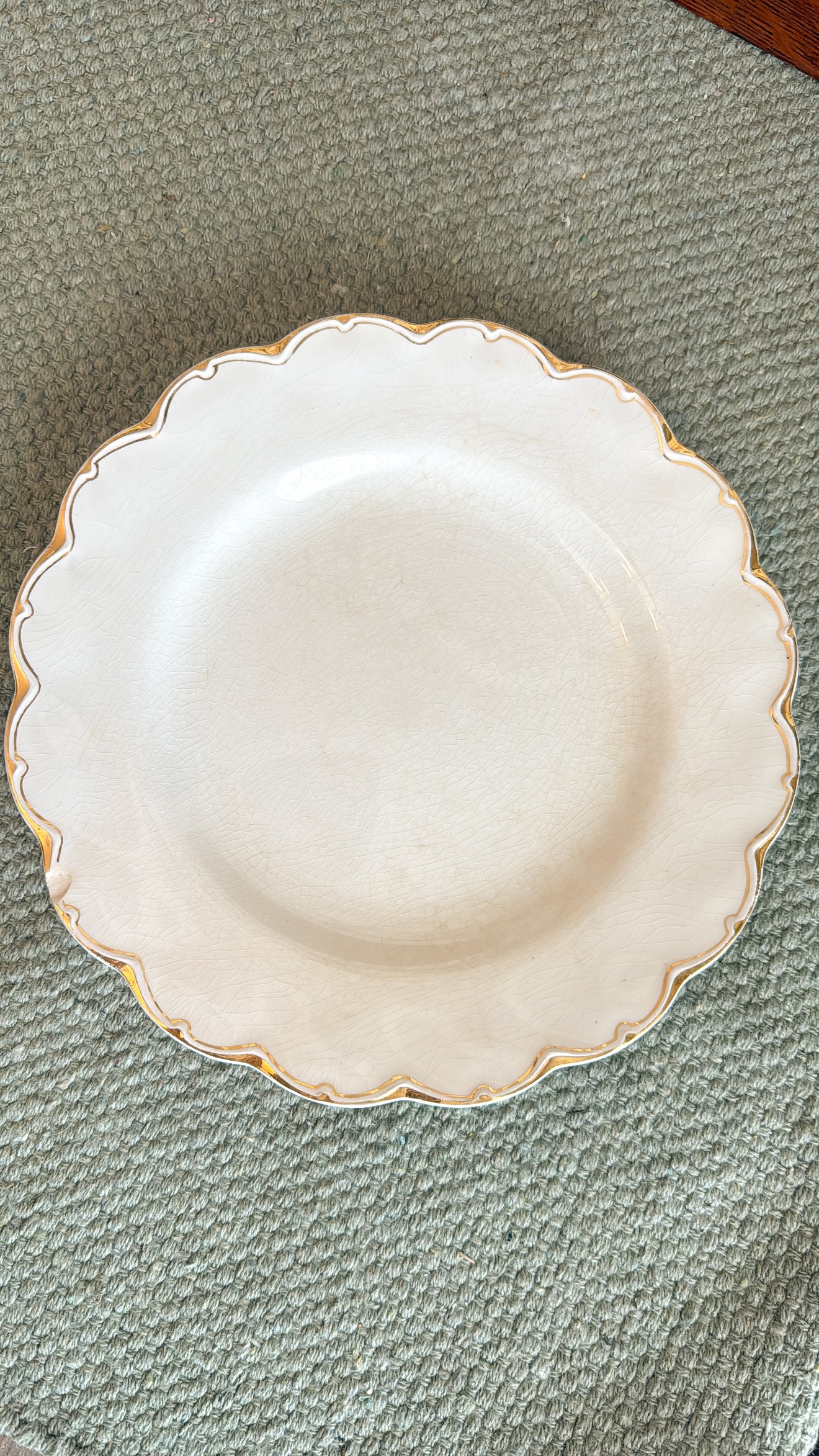 Gold Scalloped Edge Ironstone 9” Plate