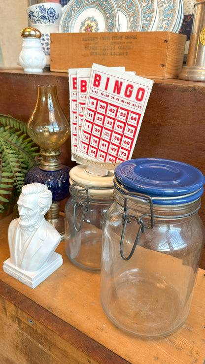 Blue Lid Latch Glass Jar