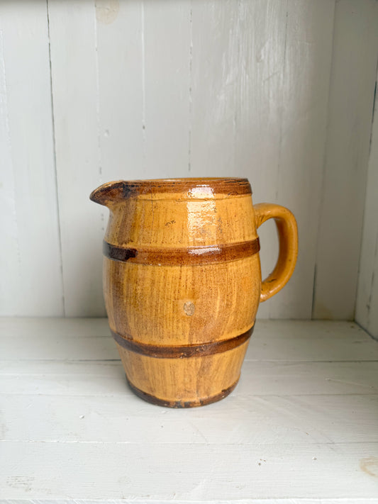 Two-toned Pottery Barrel Pitcher