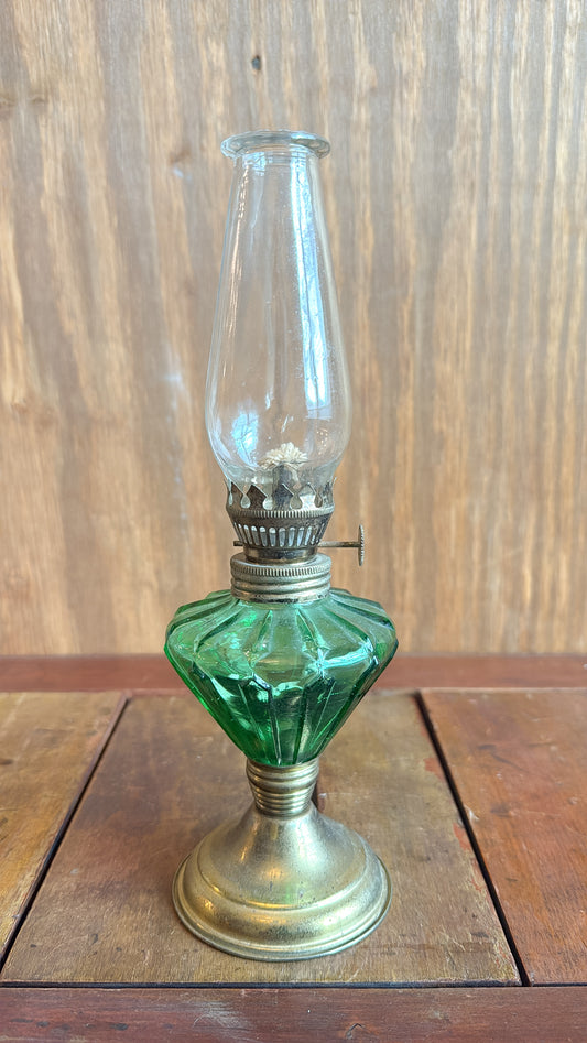 10” Vintage Green Oil Lamp