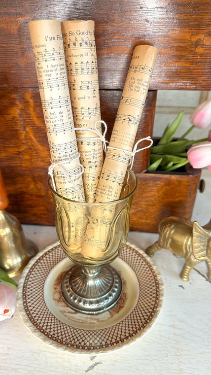 Vintage Glass + Gold Tone Candle Holder