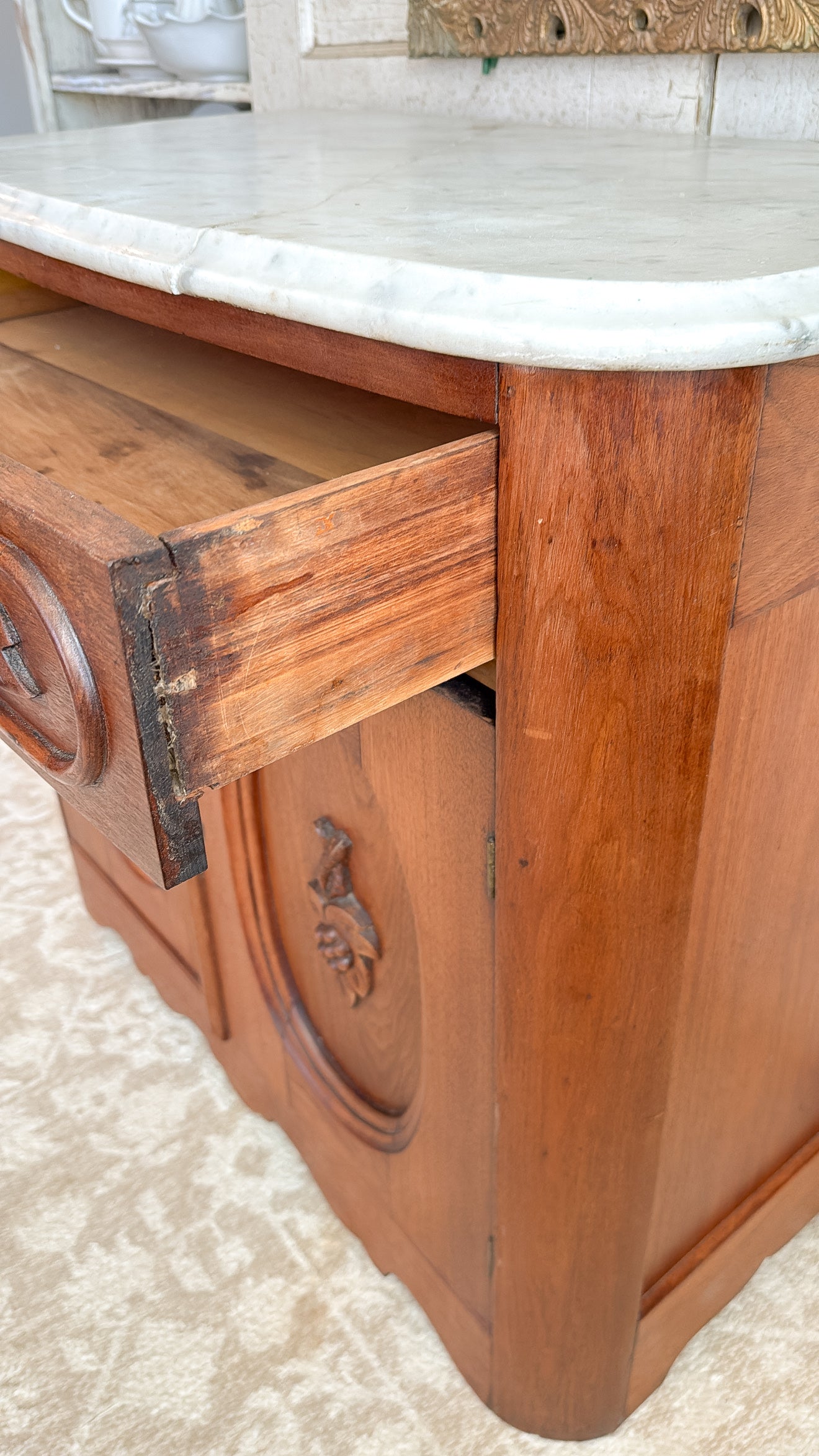 Antique Mahogany Marble Top Wash Stand