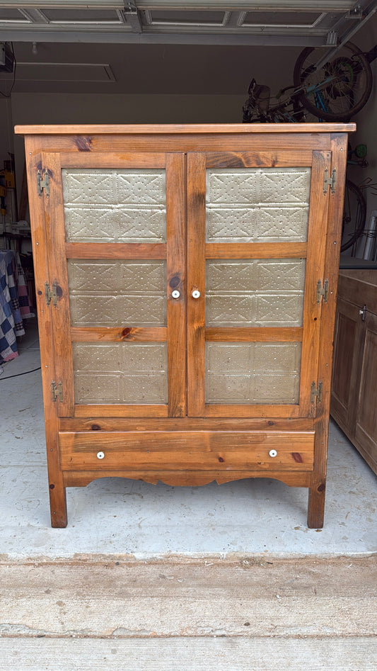 Antique Cabinet with Tin Detail