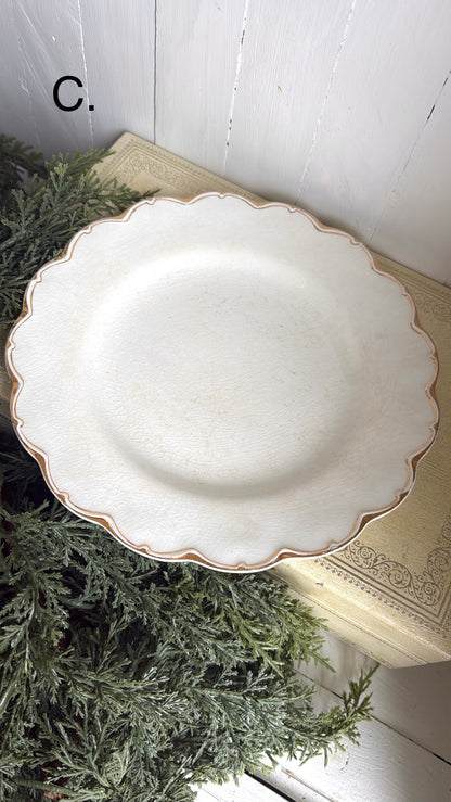 9” Scalloped Ironstone Plate