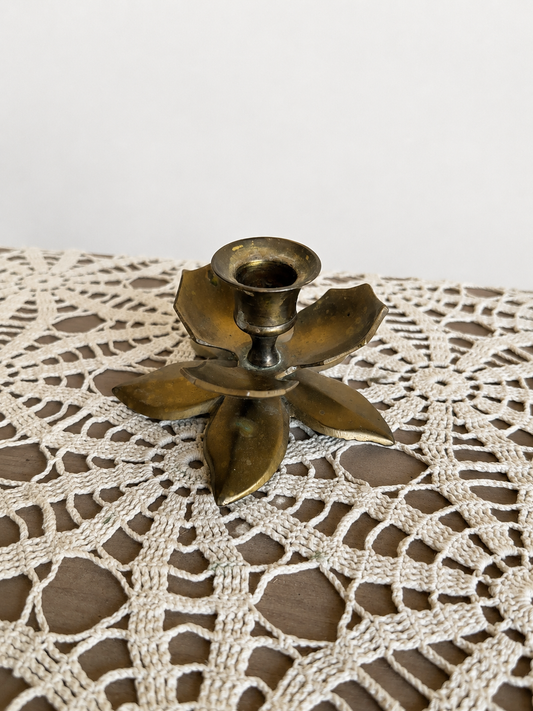Brass Flower Base Candlestick