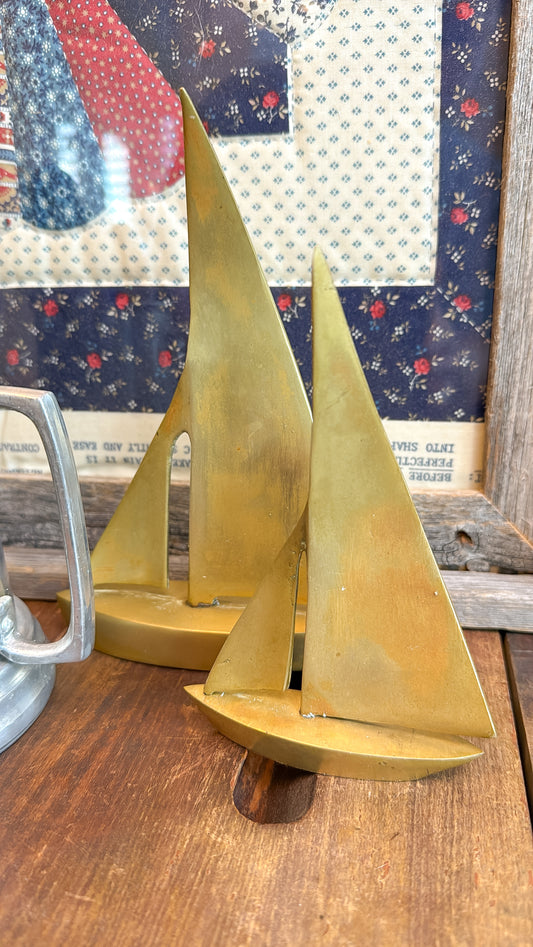 Pair of Brass Sail Boats