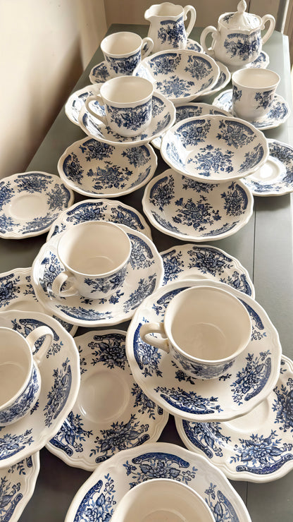 6.75” Blue Carnation Ironstone Bowl