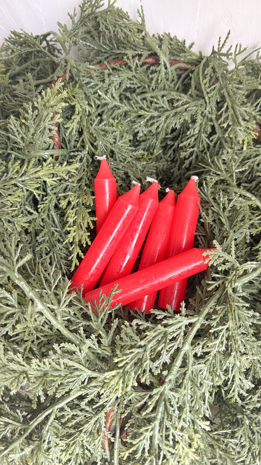 Set of 6 Vtg. Red Taper Candles