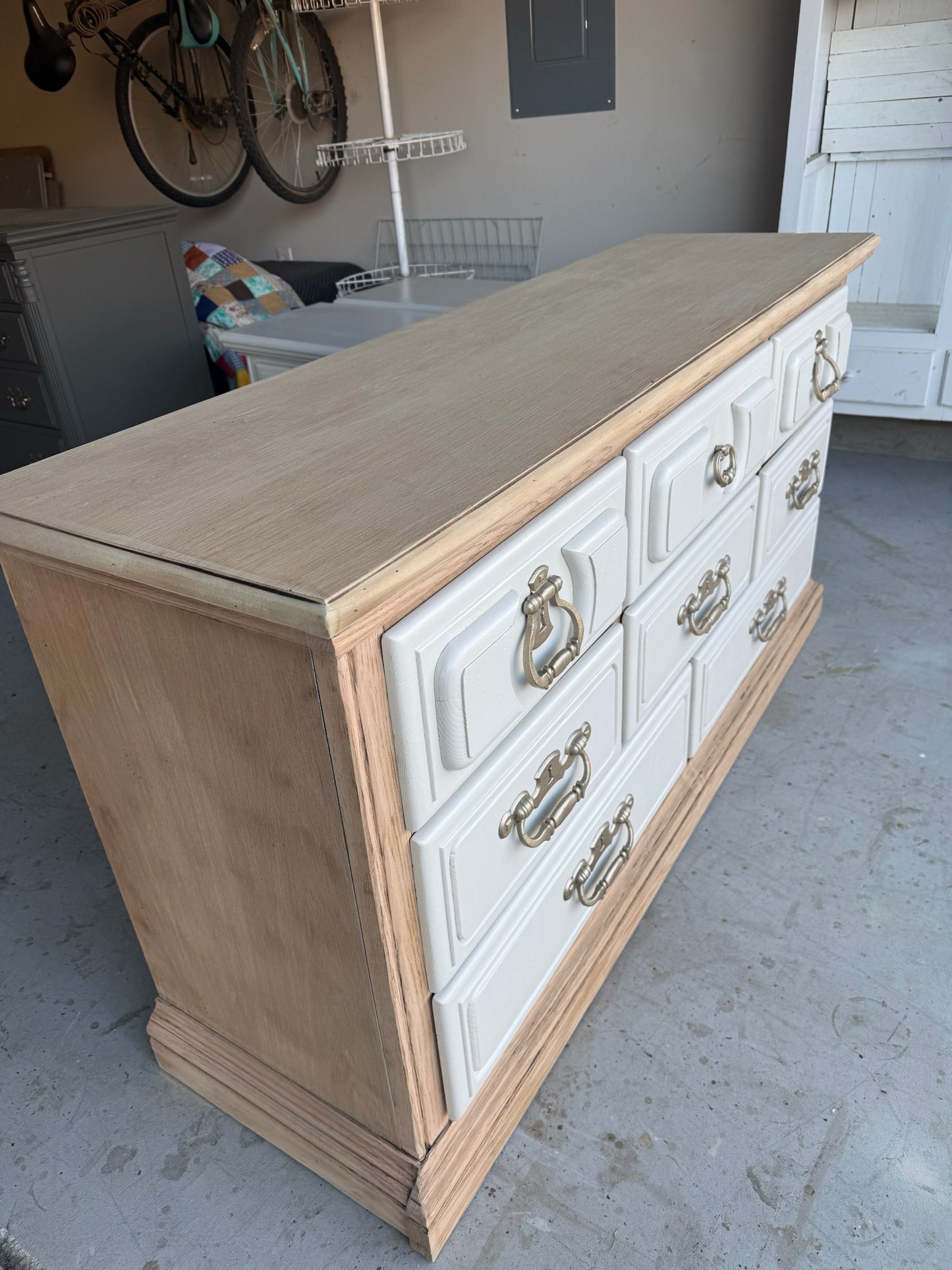 8-Drawer Bleached & White Dresser