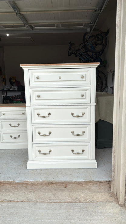 Bleached Top Dresser + Chest of Drawers Set