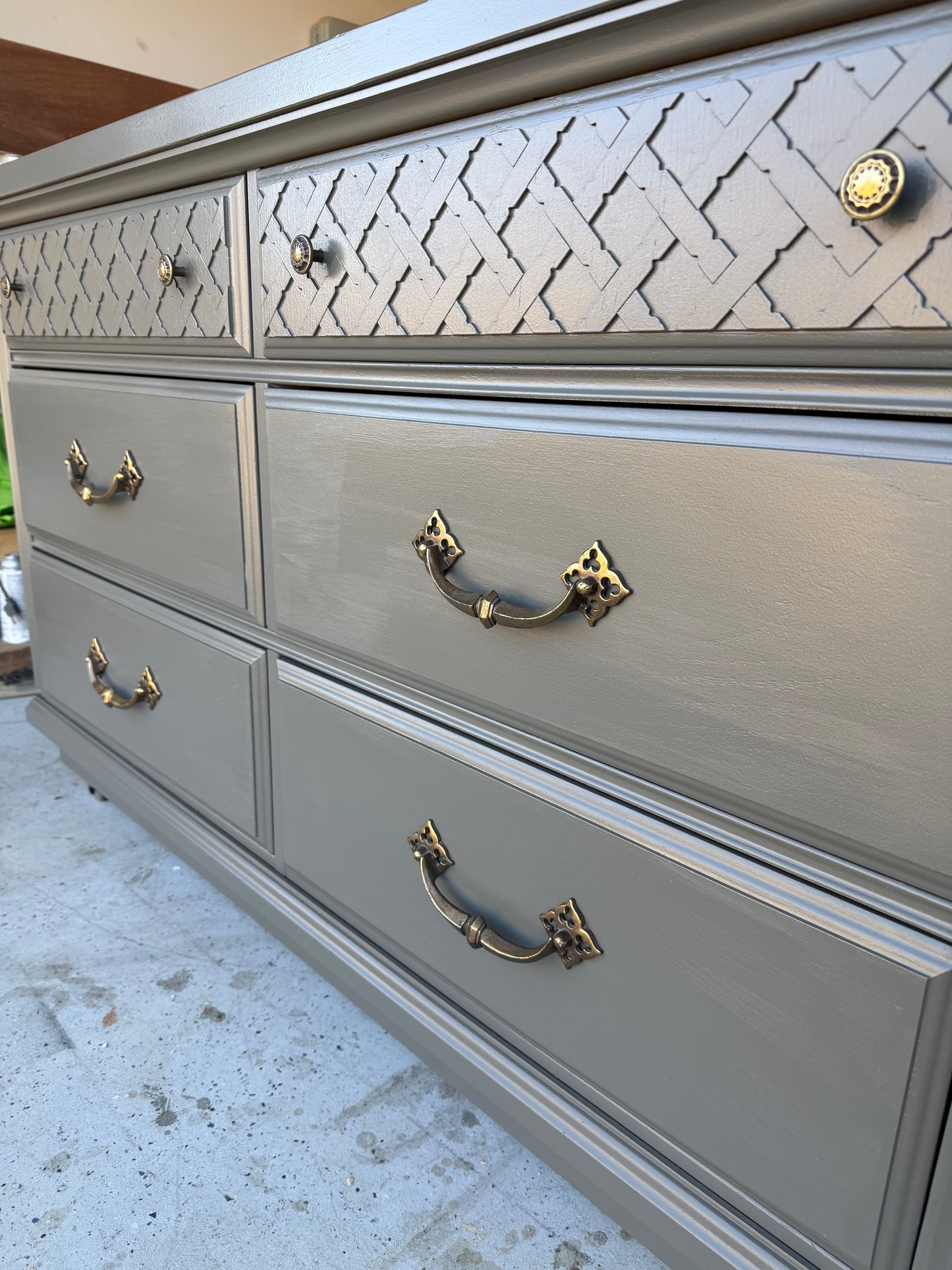 6-Drawer Dark Olive Dresser