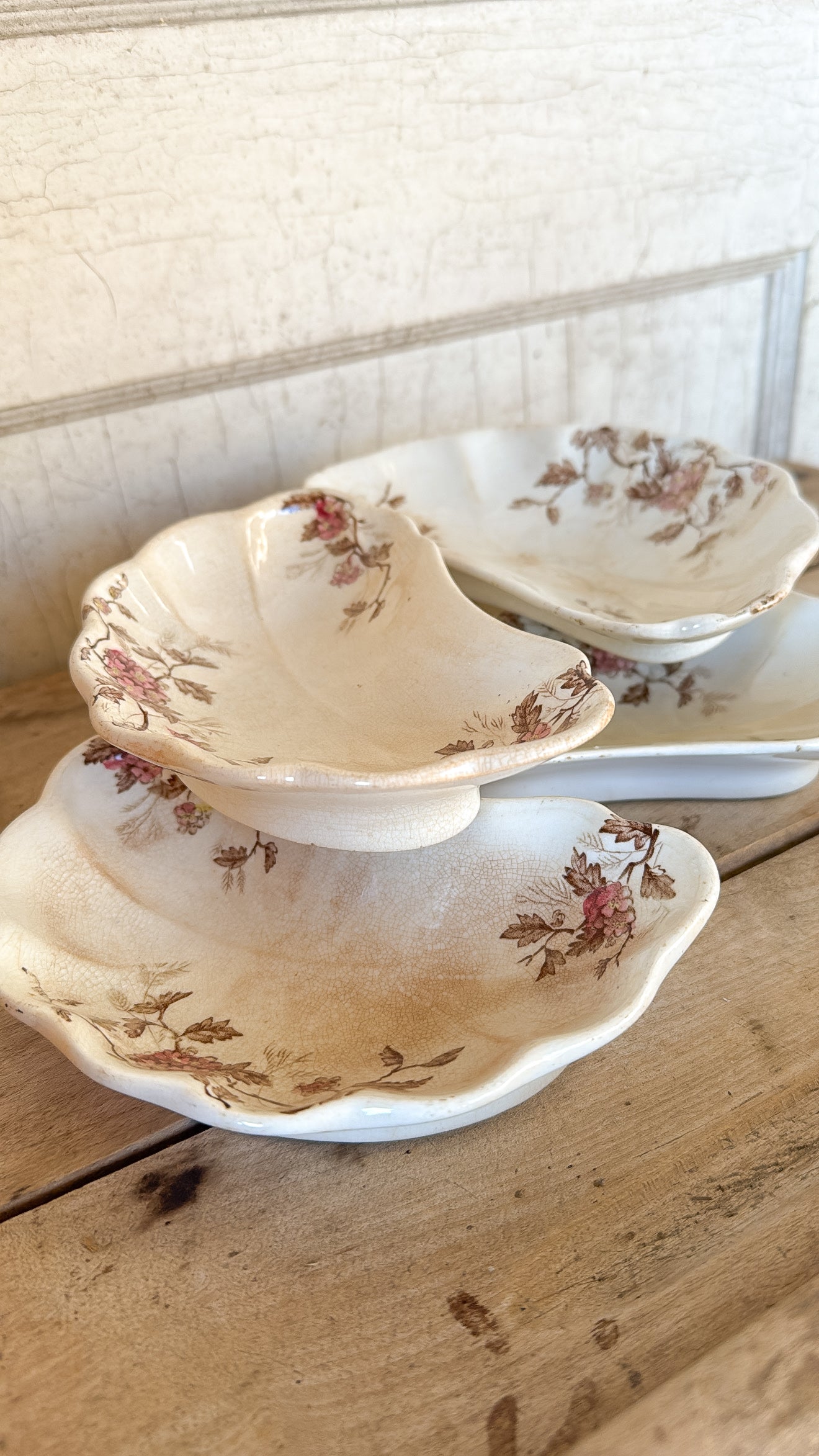 Set of 5 Kidney Shape Floral Dishes