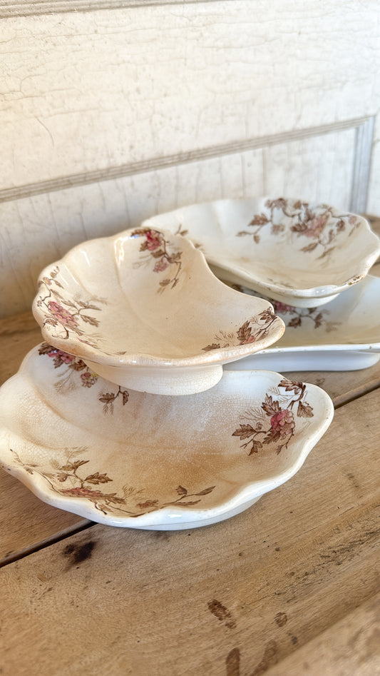 Set of 5 Kidney Shape Floral Dishes