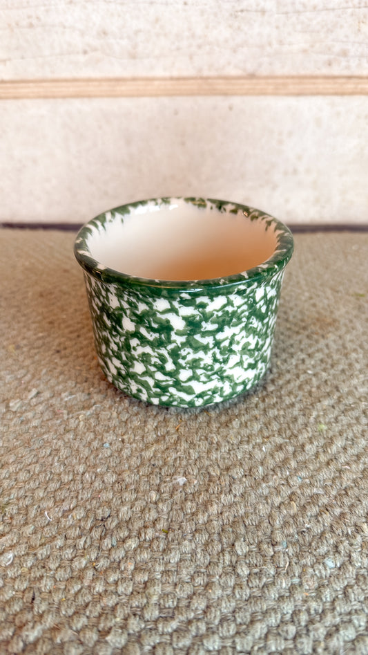 Green Spongeware Small Dish