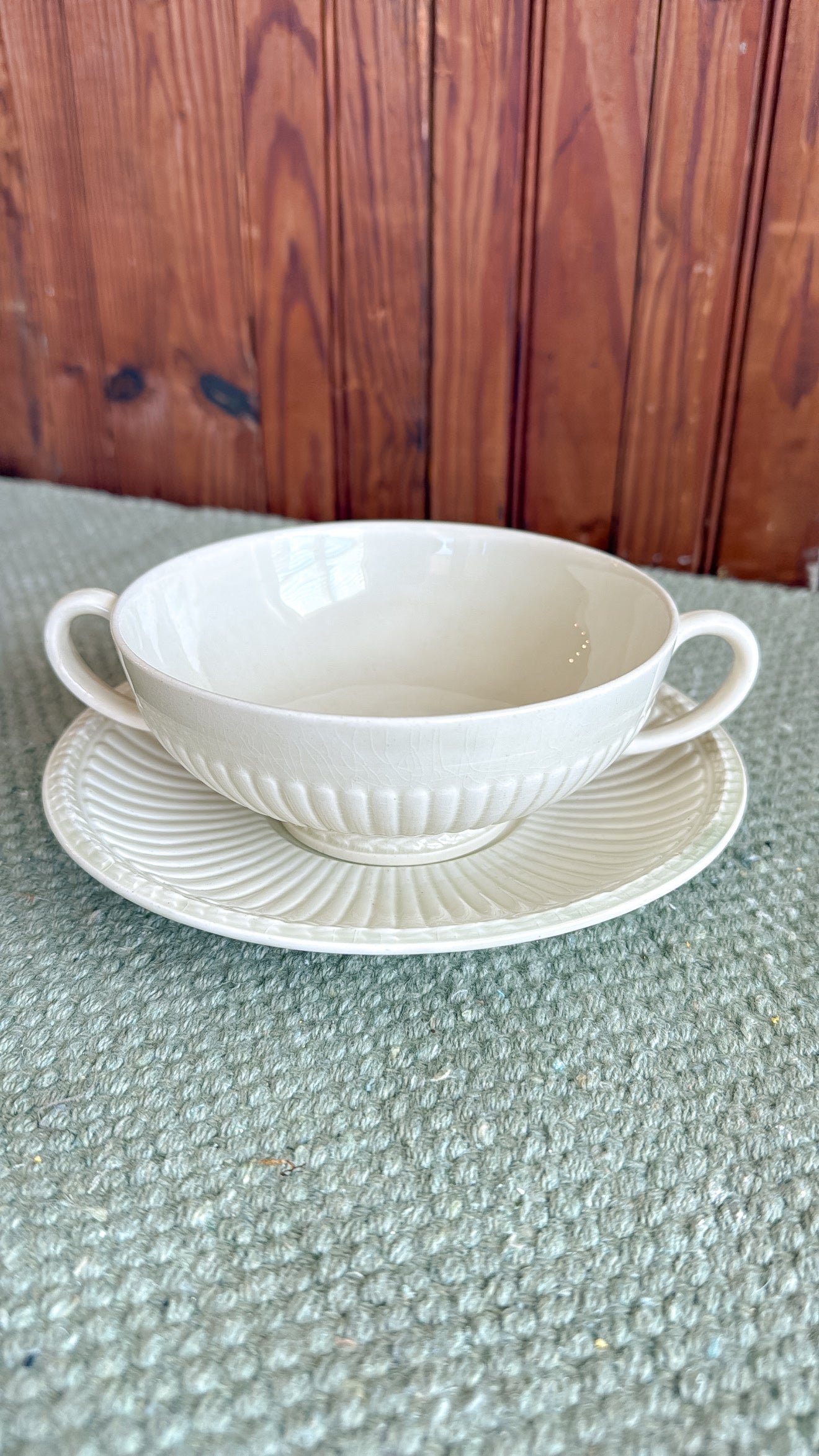 Wedgwood Footed Cream Soup Bowl w/ Under Plate