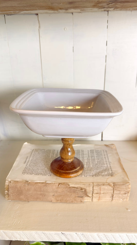 Wood Pedestal Dish