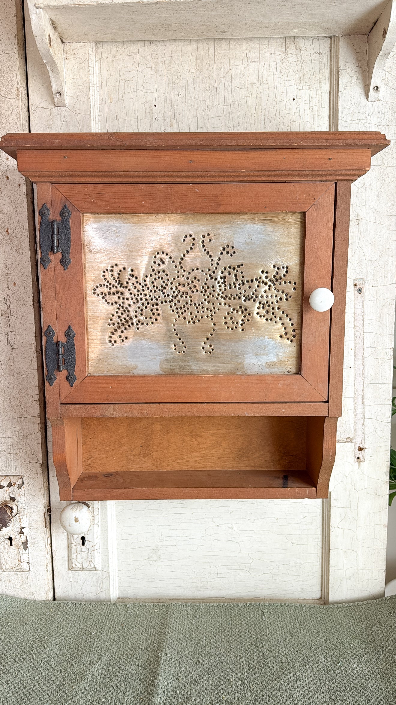 Vintage Cabinet w/ Punched Tin