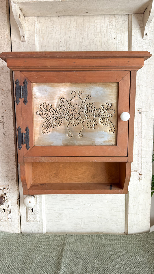 Vintage Cabinet w/ Punched Tin