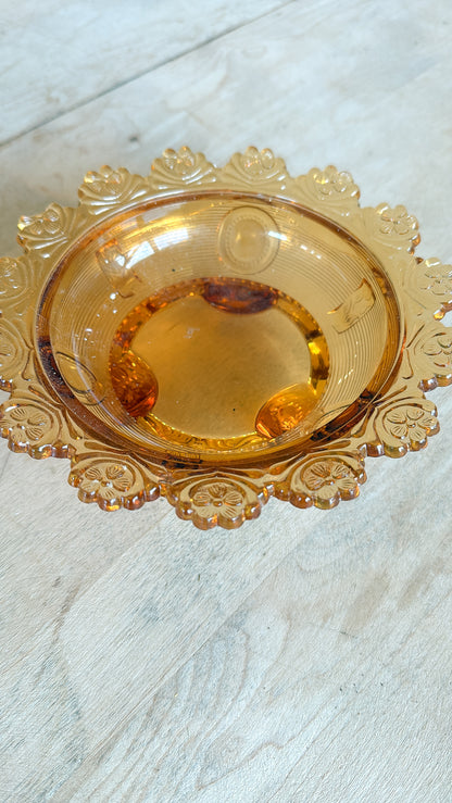 Amber Glass Footed Bowl