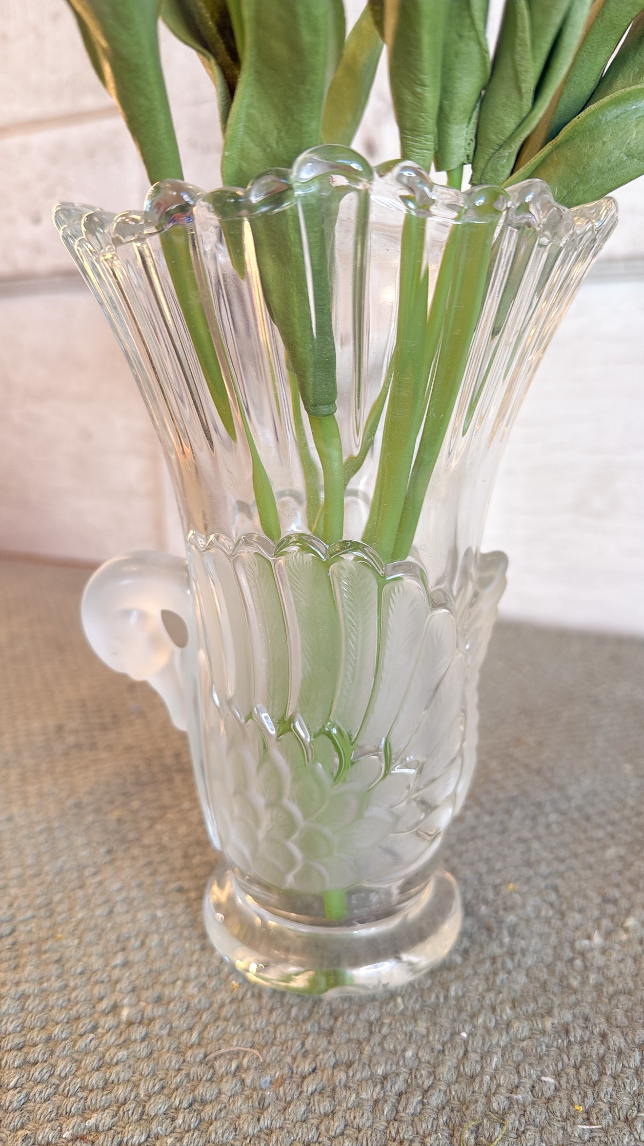 Vintage Mikasa Swan Vase Clear & Frosted