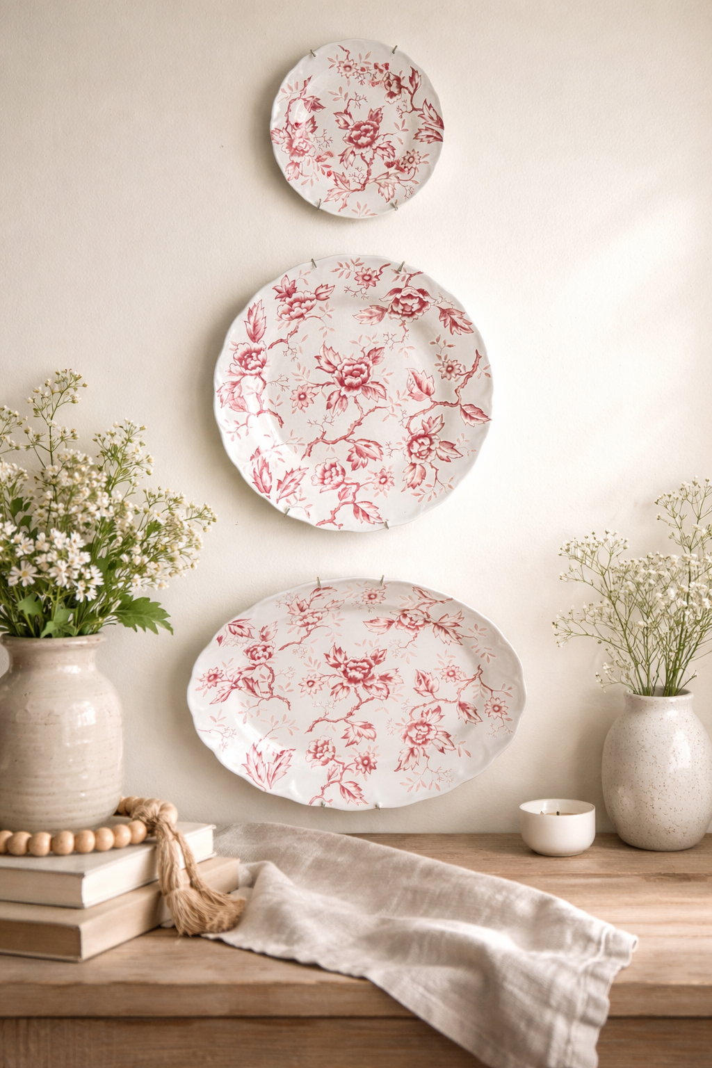 7.5” Red & White Ironstone Saucer