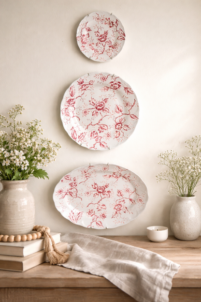 7.5” Red & White Ironstone Saucer