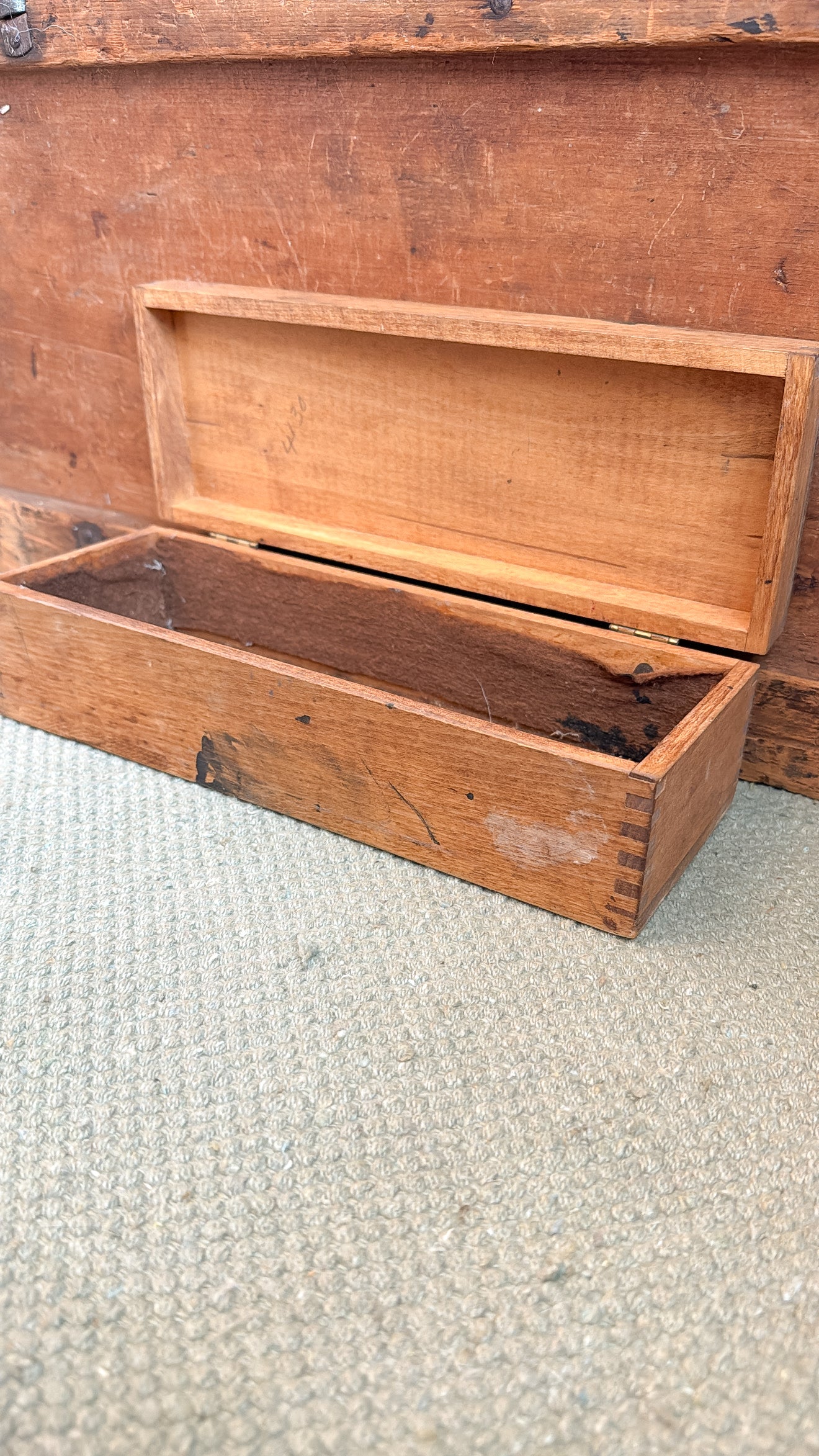 Antique Wooden Lid Box