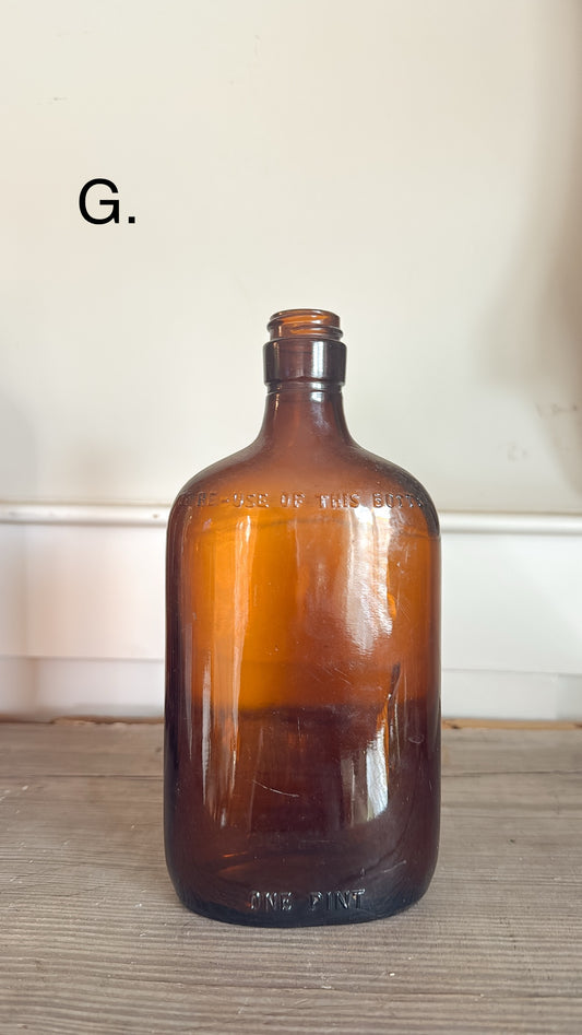 8.5”T Glass Amber Bottle