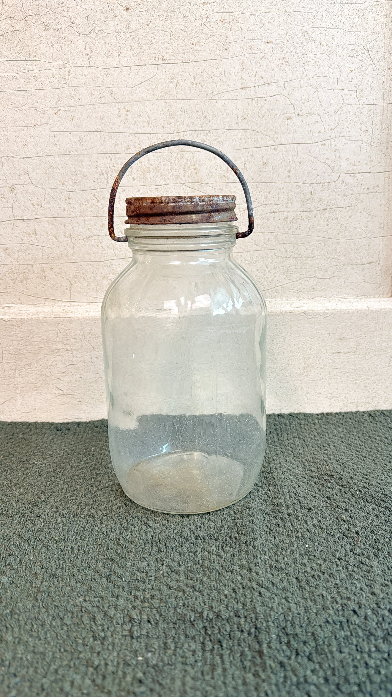 Handled Rusty Top Glass Jar