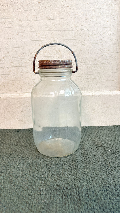 Handled Rusty Top Glass Jar