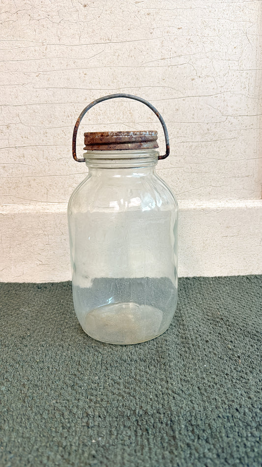 Handled Rusty Top Glass Jar