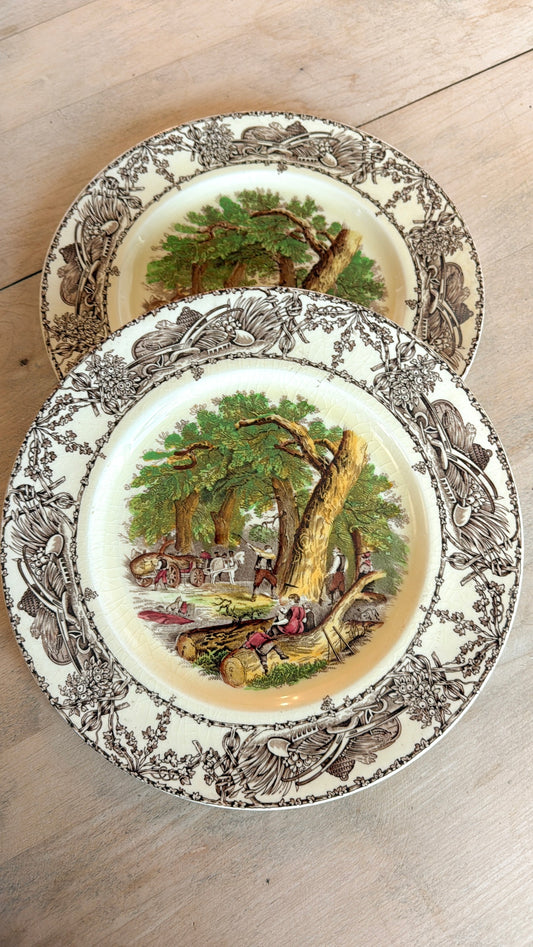 10” Set of 2 ‘Rural Scene’ Ironstone Plates